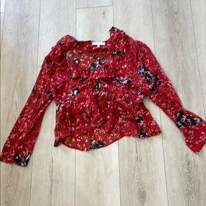 IRO Red Ruffled Blouse with Peter Pan Collar
